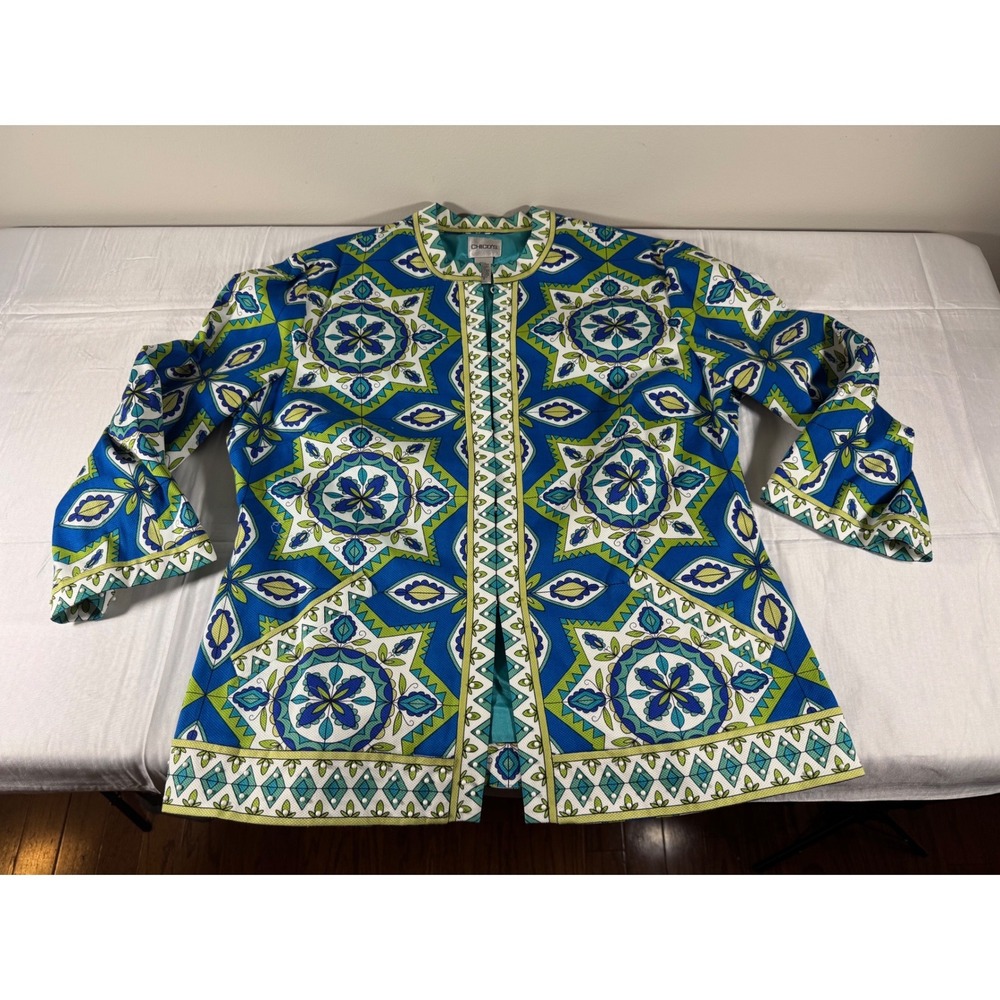 Chicos Womens Chico's Kaleidoscope 70s Funky Art-to-Wear Jacket Size 2 XL